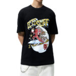 100%Cotton Contrast Print Knit Graphic Oversize t-shirt for Men